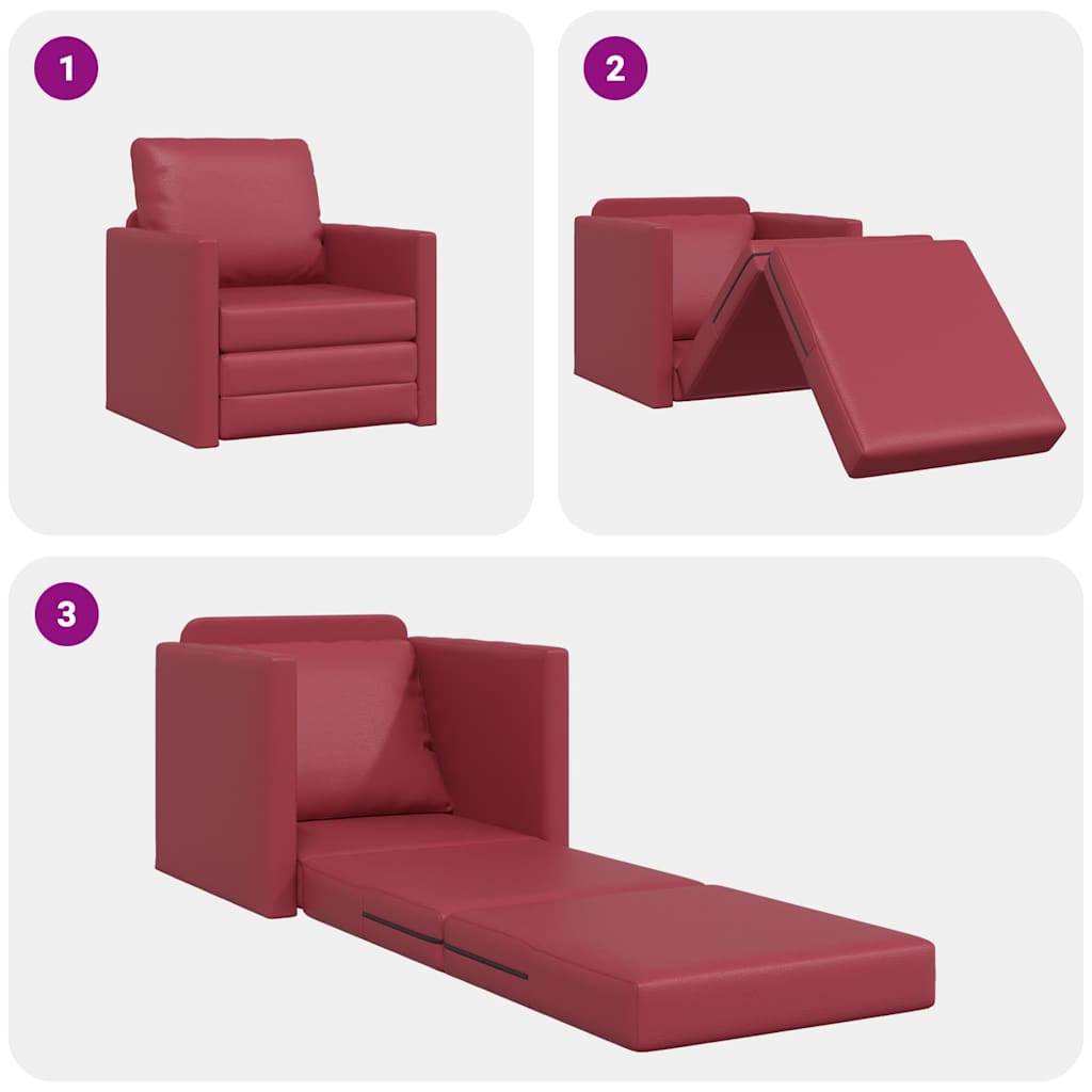 Sofa Lit de Sol Rouge bordeaux 74 x 77 x 81 cm Faux cuir - XIOS