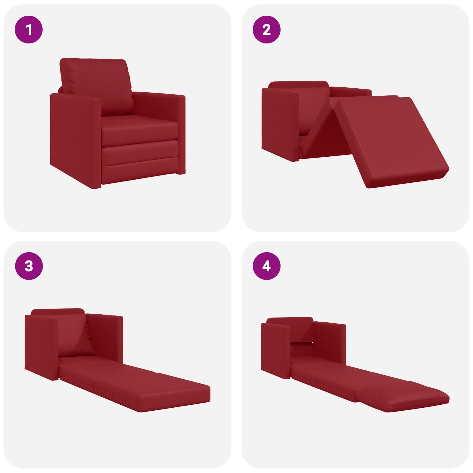 Canapé-Lit 60cm Bordeaux Simili cuir - XIOS
