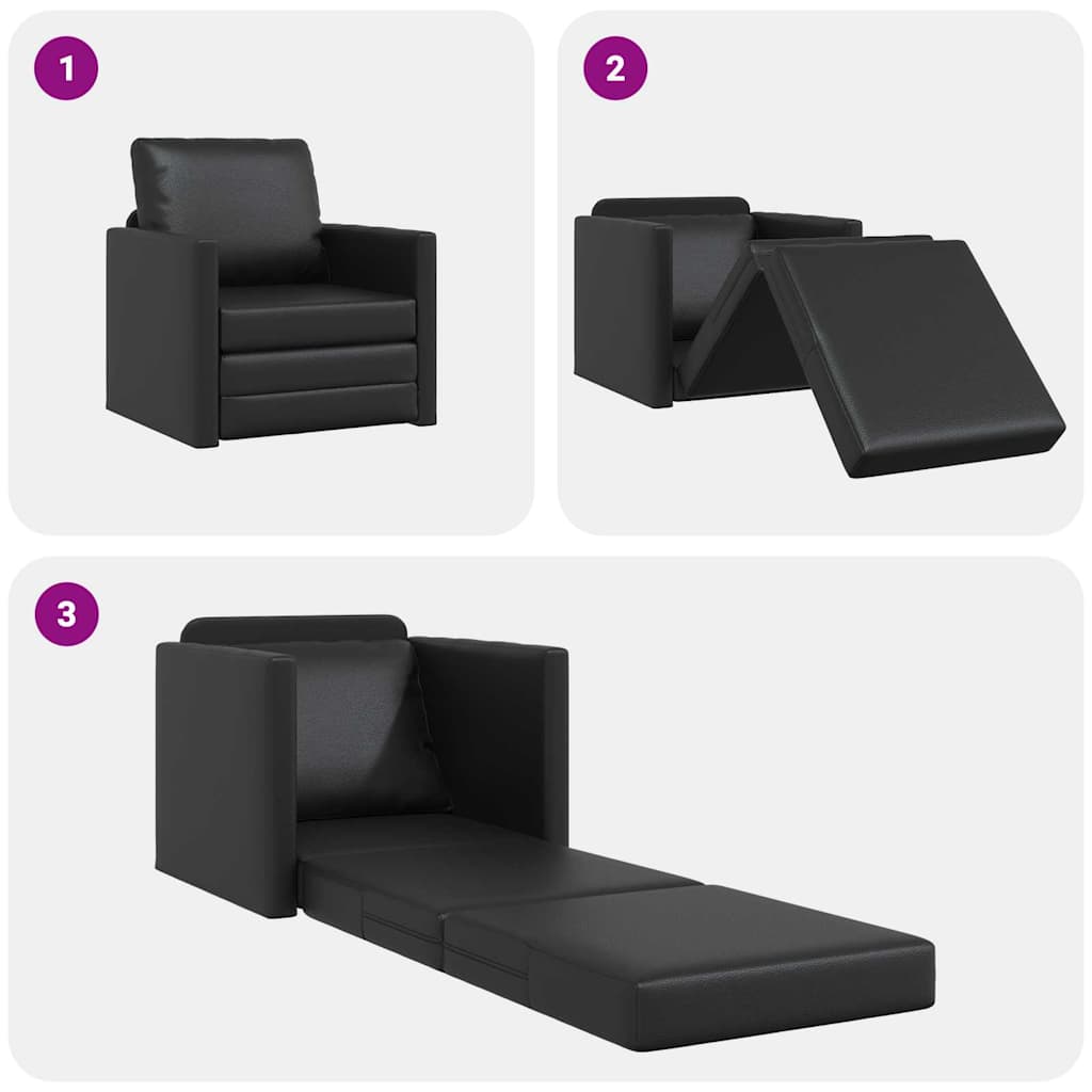 Sofa Lit de Sol avec coussin Noir 74 x 77 x 81 cm Faux cuir - XIOS