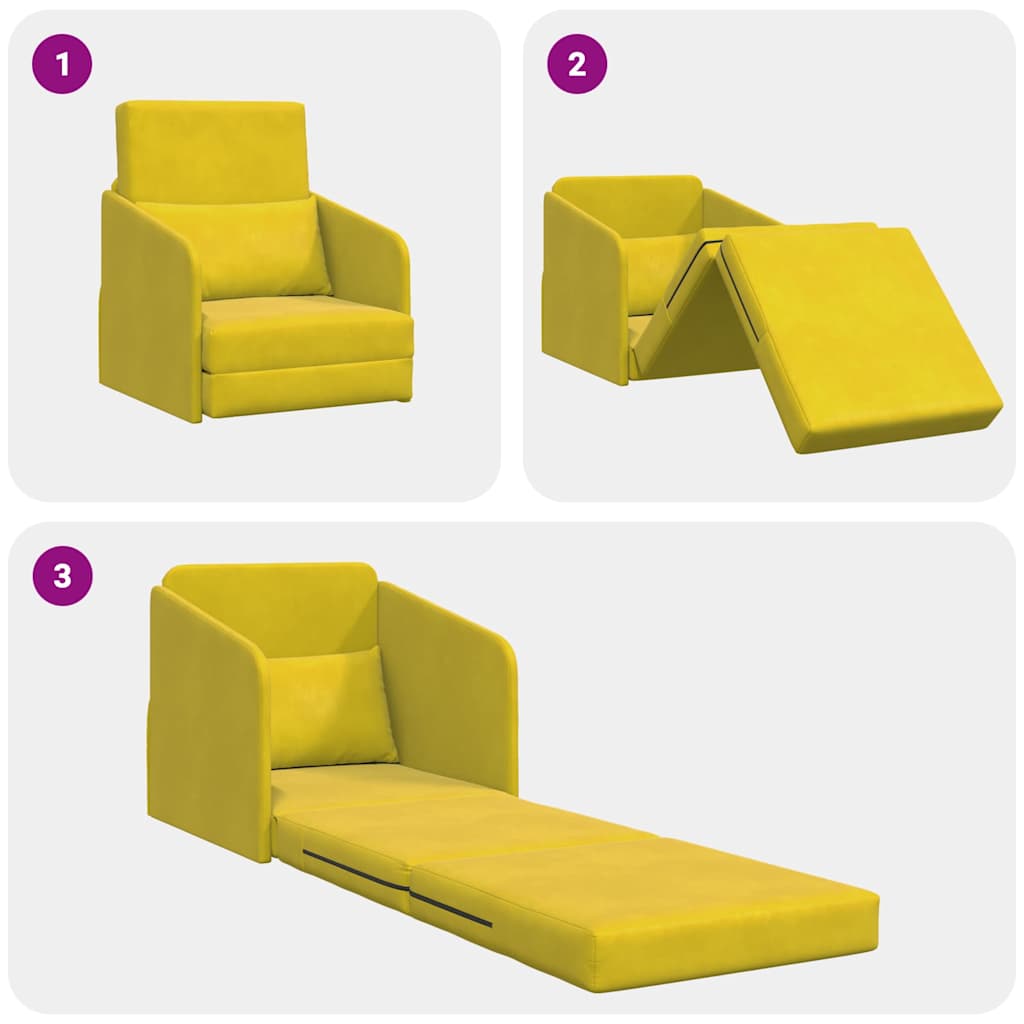 Canapé-Lit Jaune 65 x 80 x 83 cm Velours - XIOS