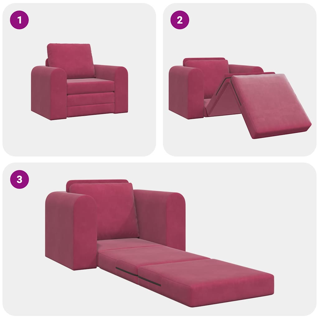 Canapé-Lit Rouge bordeaux 98 x 71 x 83 cm Velours - XIOS