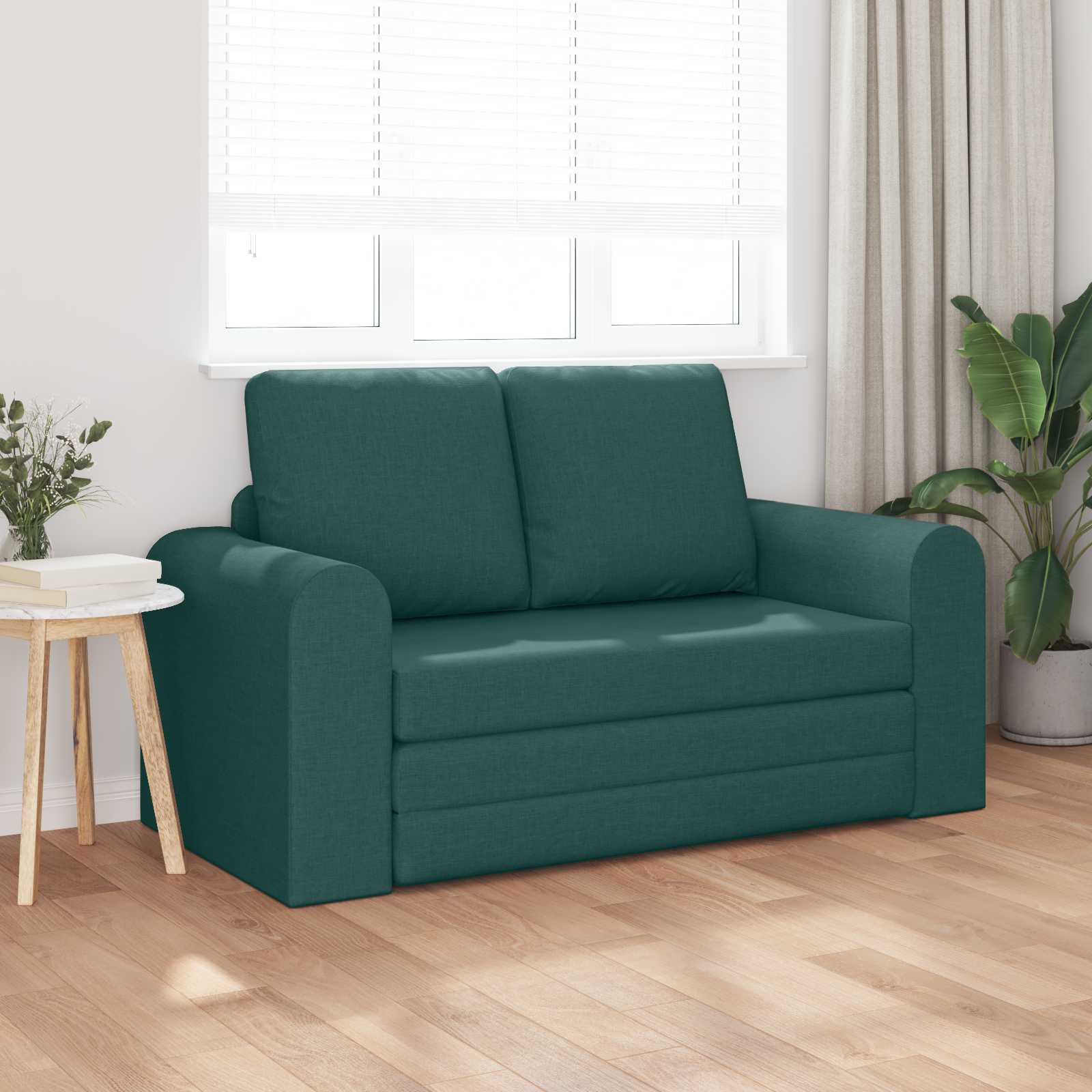Canapé-Lit Vert foncé 148 x 71 x 83 cm tissu