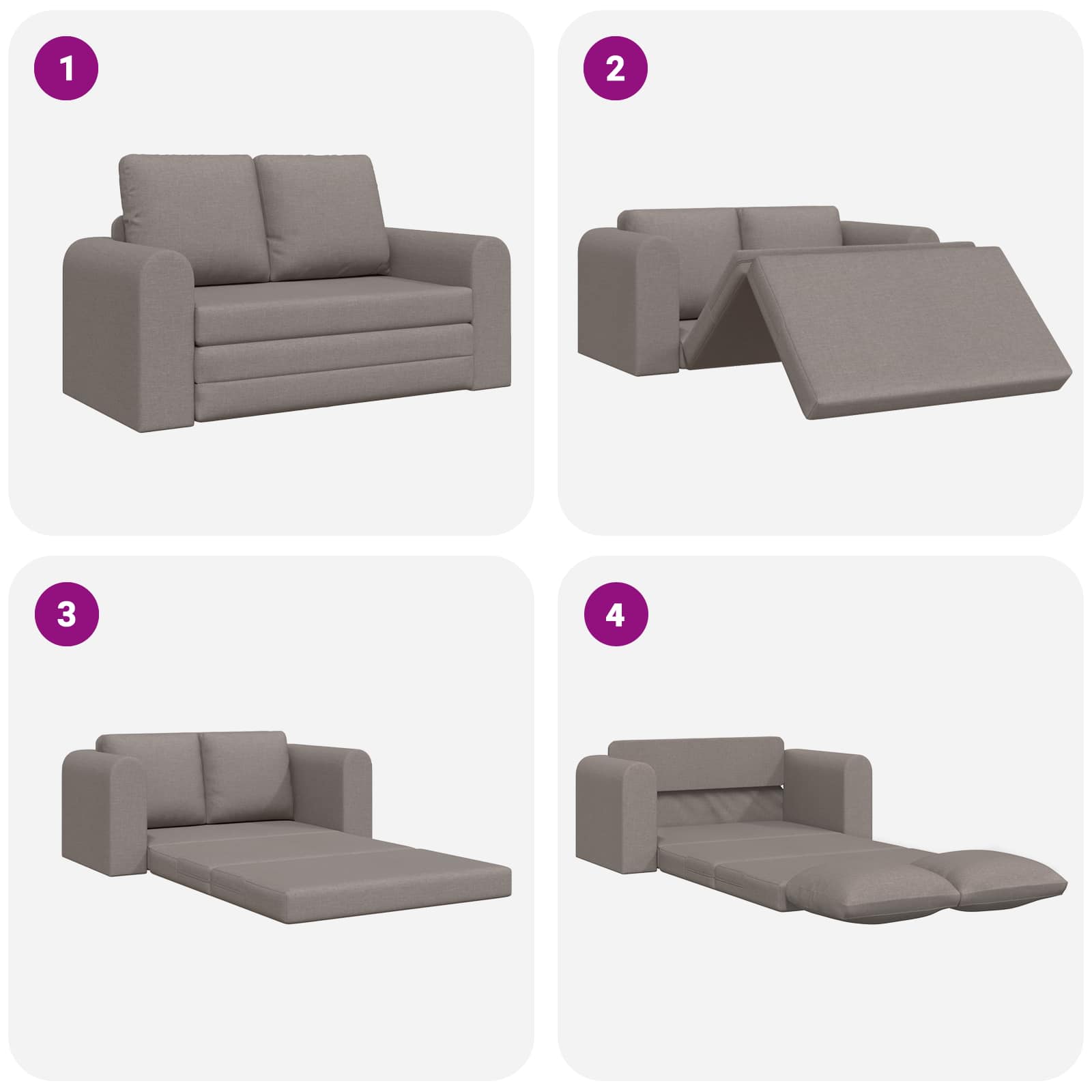 Canapé-Lit Taupe 148 x 71 x 83 cm tissu