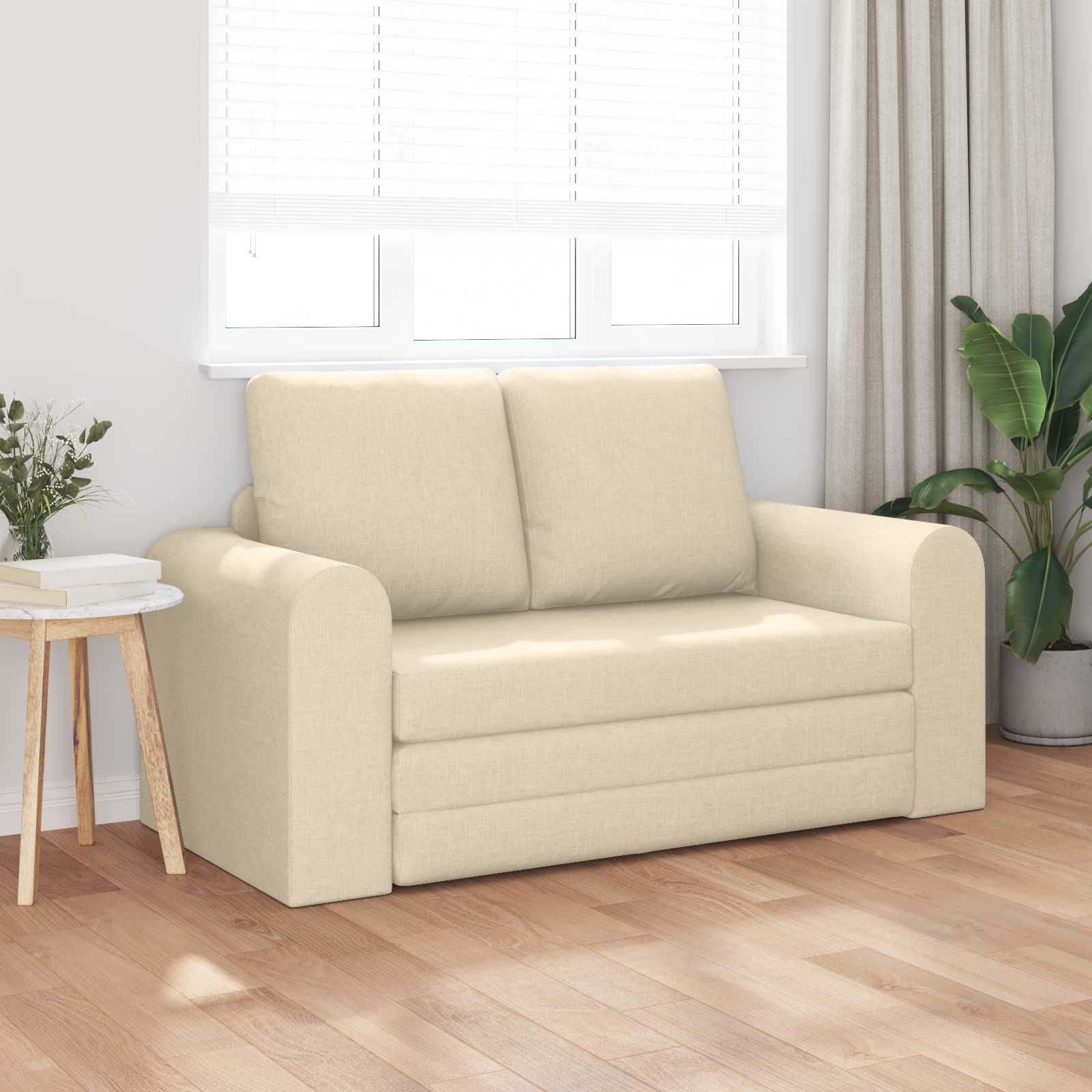 Canapé-Lit Crème 148 x 71 x 83 cm tissu