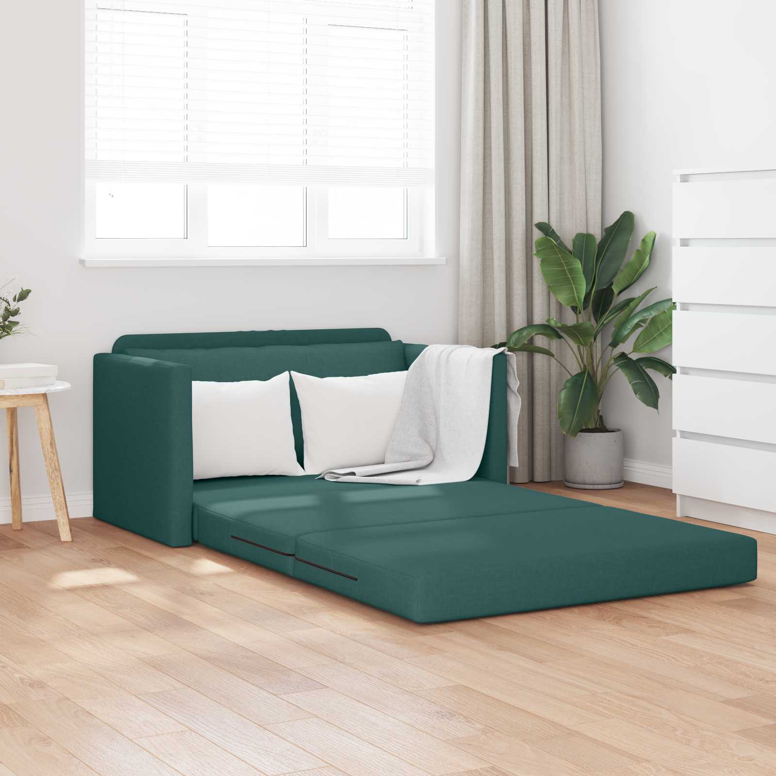 Canapé-Lit Vert foncé 124 x 71 x 78 cm tissu