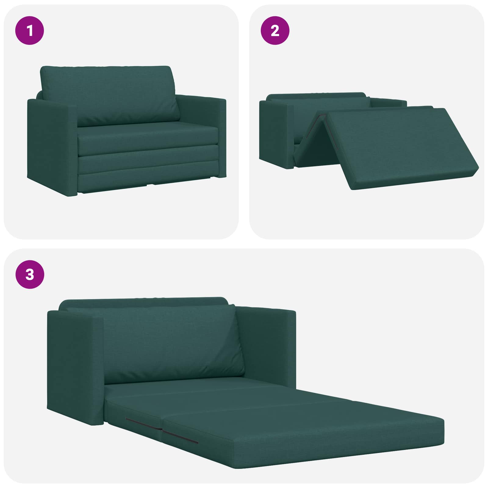 Canapé-Lit Vert foncé 124 x 71 x 78 cm tissu
