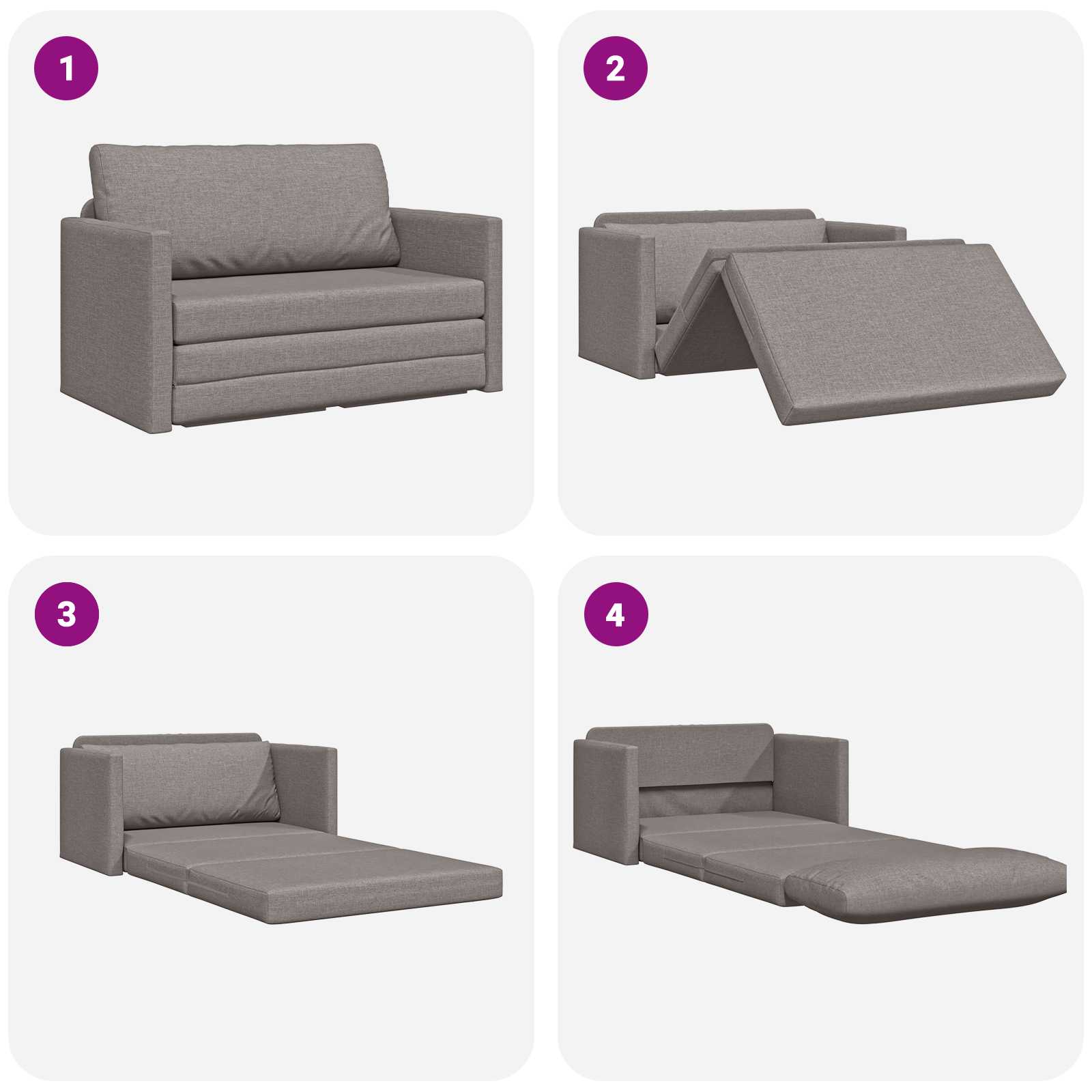 Canapé-Lit Taupe 124 x 71 x 78 cm tissu