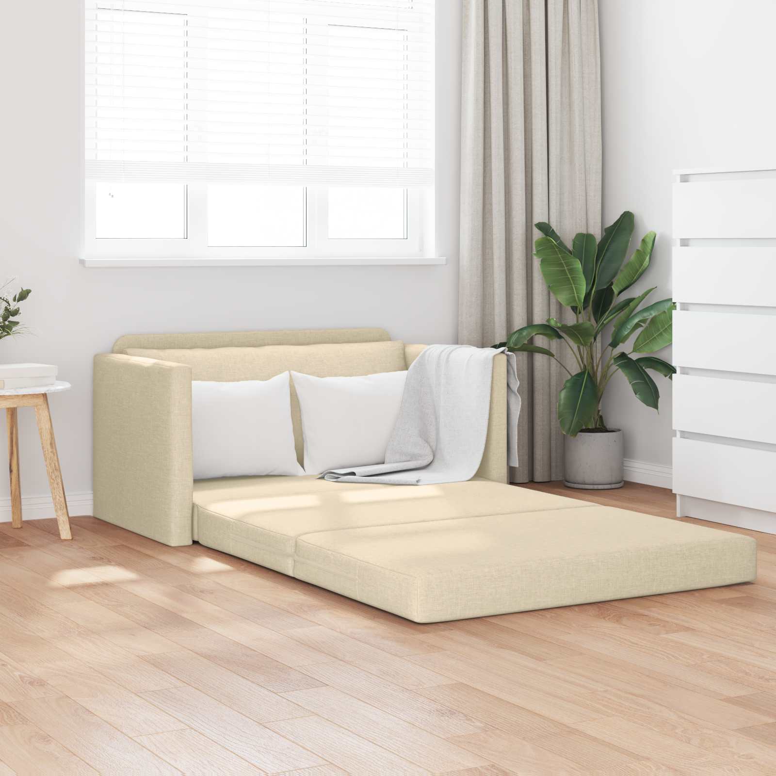 Canapé-Lit Crème 124 x 71 x 78 cm tissu
