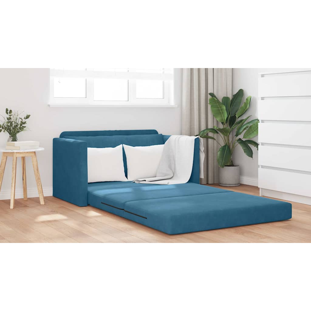 Canapé-Lit Bleu 124 x 204 x 61 cm Velours - XIOS