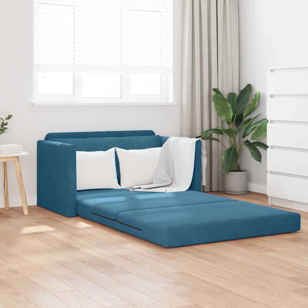 Canapé-Lit Bleu 124 x 204 x 61 cm Velours - XIOS