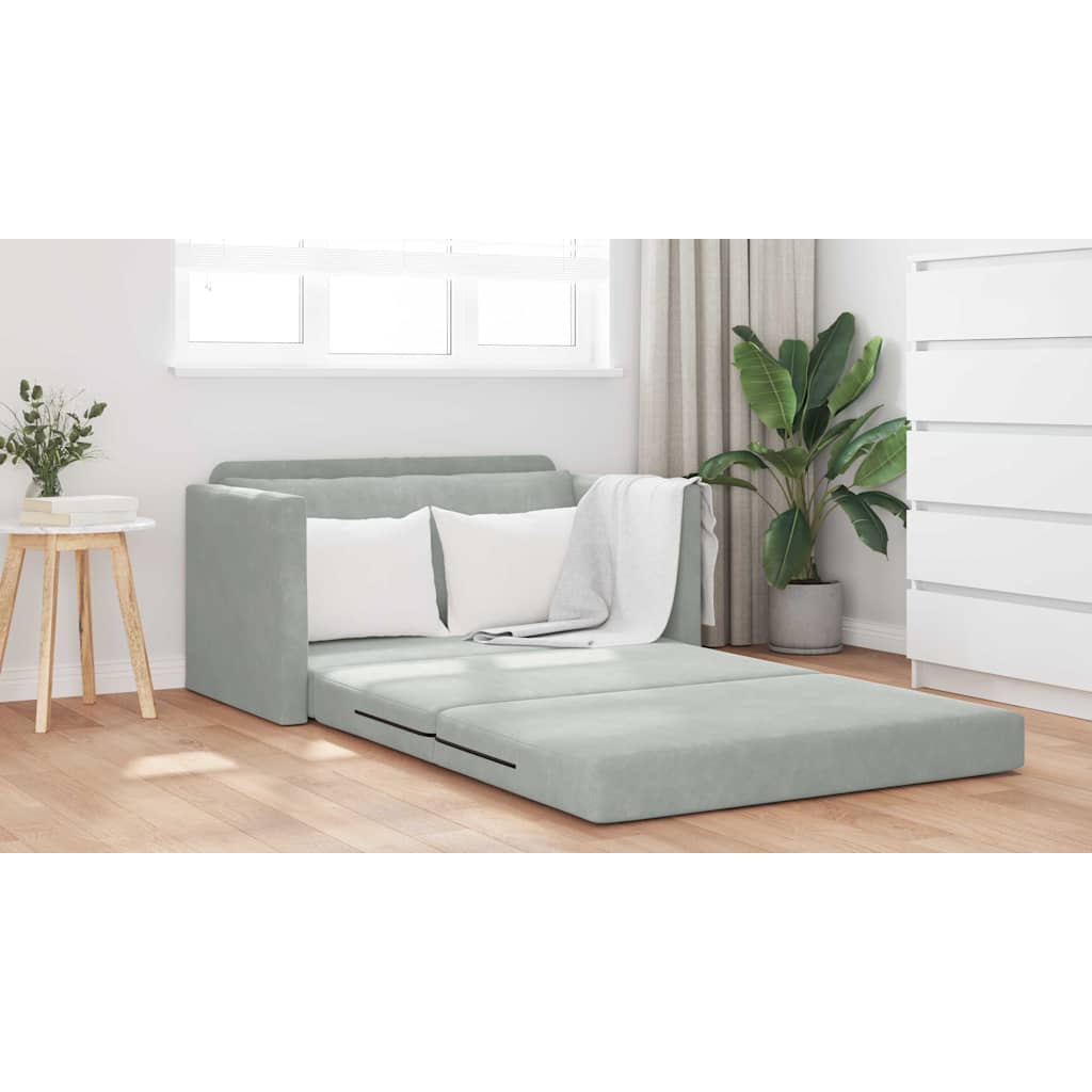 Canapé-Lit Gris clair 124 x 204 x 61 cm Velours - XIOS