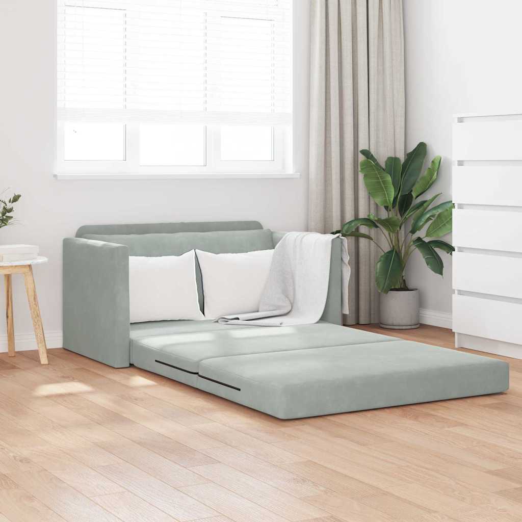 Canapé-Lit Gris clair 124 x 204 x 61 cm Velours - XIOS