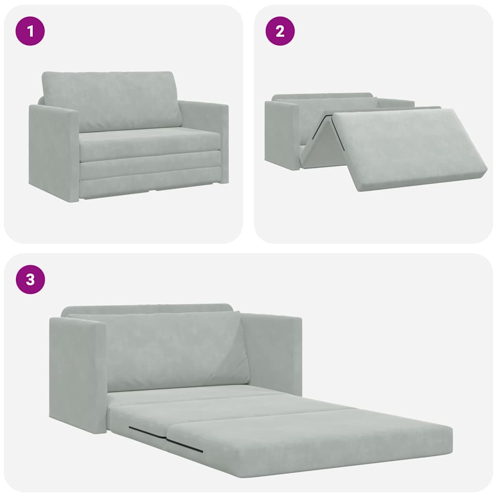 Canapé-Lit Gris clair 124 x 204 x 61 cm Velours - XIOS