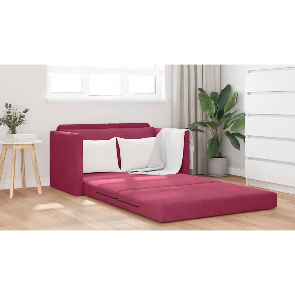 Canapé-Lit 110cm Bordeaux Velours - XIOS