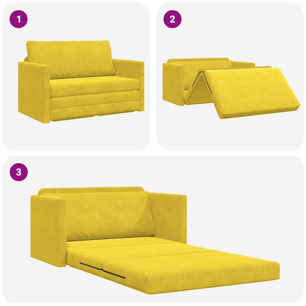 Canapé-Lit 110cm Jaune tournesol Velours - XIOS