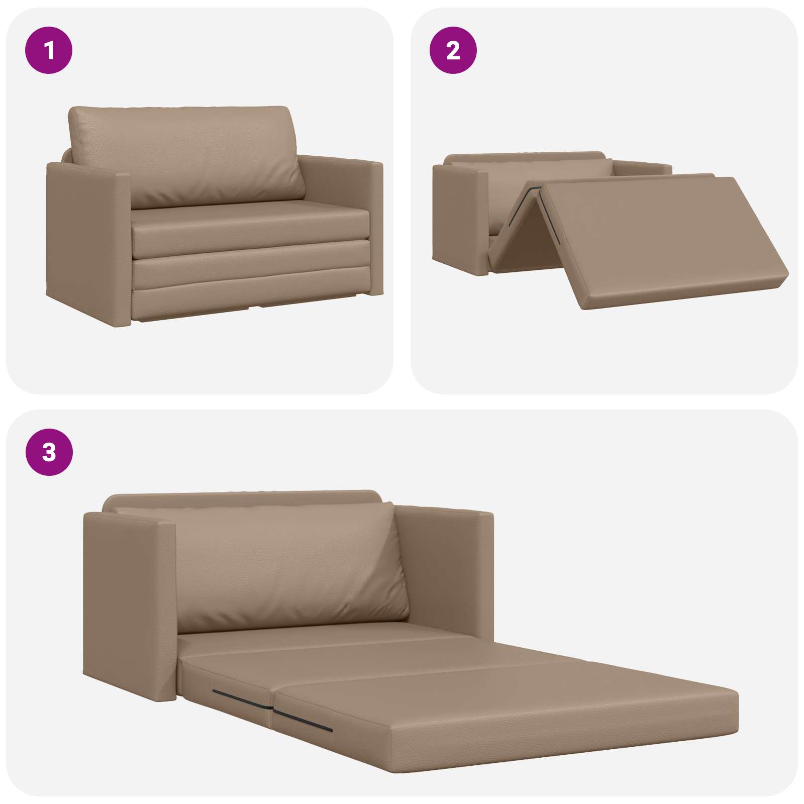 Canapé-Lit 110cm Cappuccino Simili cuir - XIOS