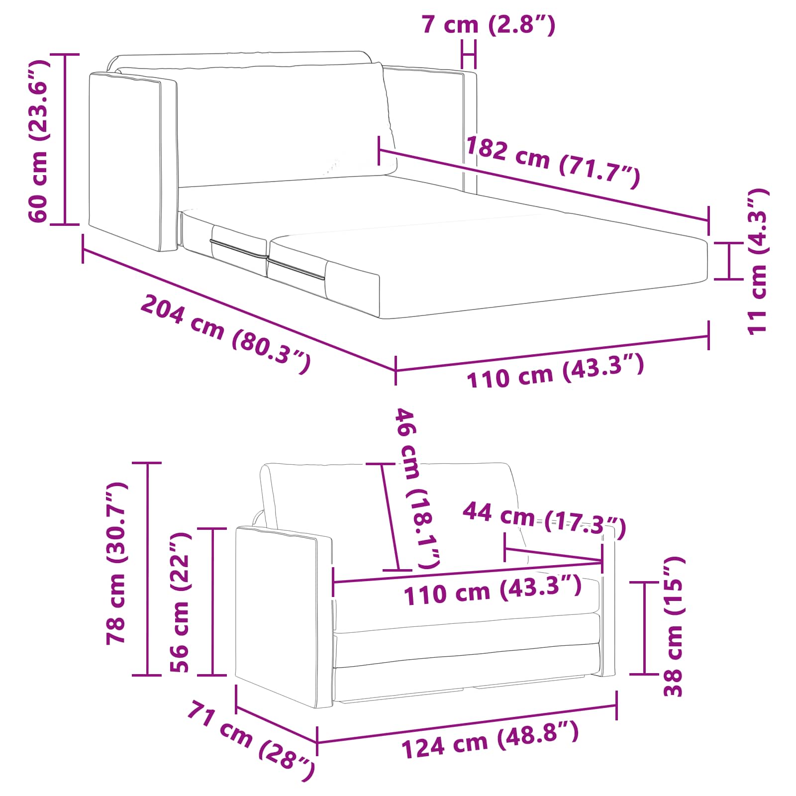 Canapé-Lit 110cm Cappuccino Simili cuir - XIOS