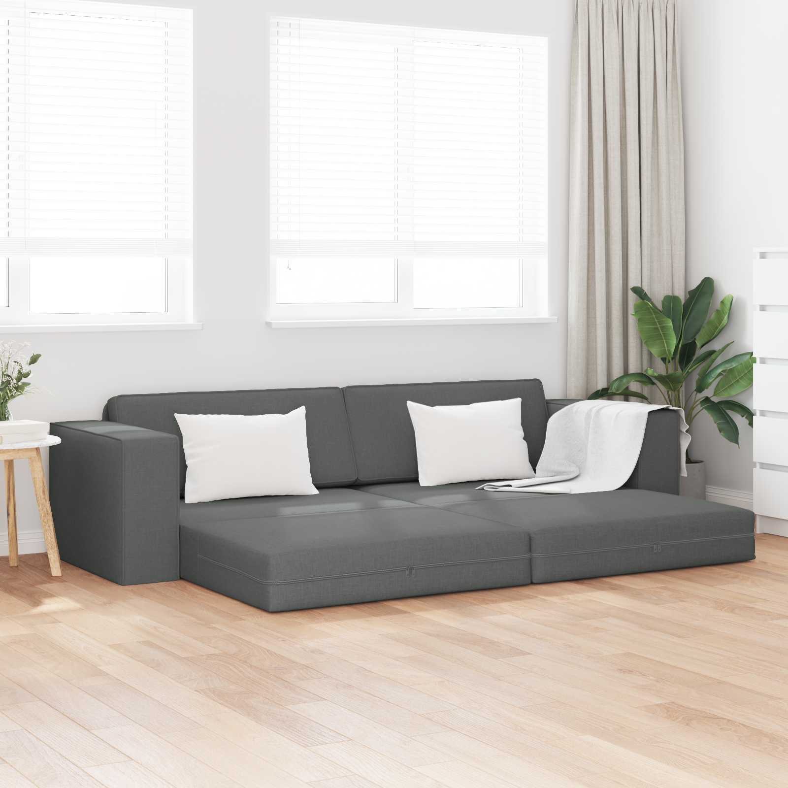 Canapé-Lit Gris foncé 245 x 78 x 77 cm tissu - XIOS