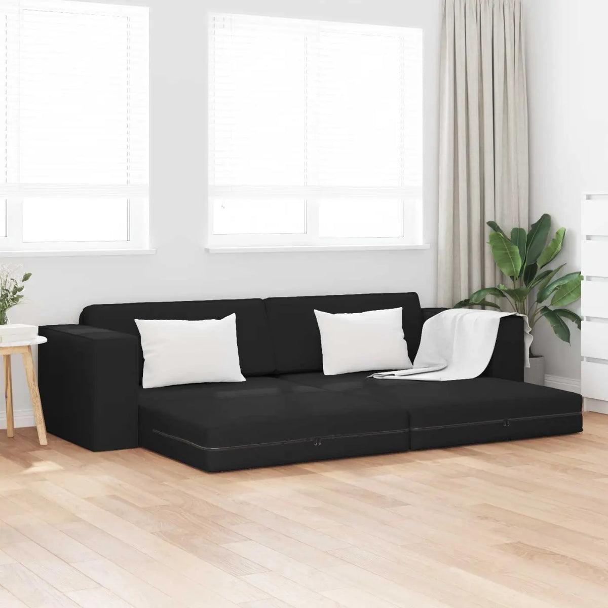 Canapé-Lit Noir 245 x 78 x 77 cm tissu - XIOS