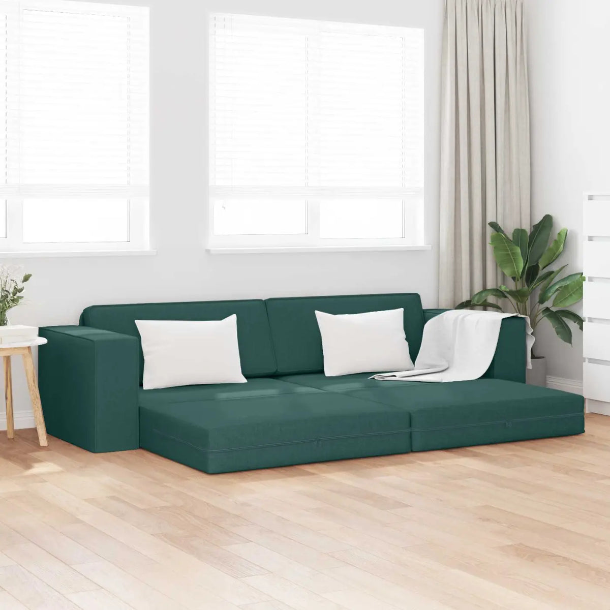 Canapé-Lit Vert foncé 245 x 78 x 77 cm tissu - XIOS