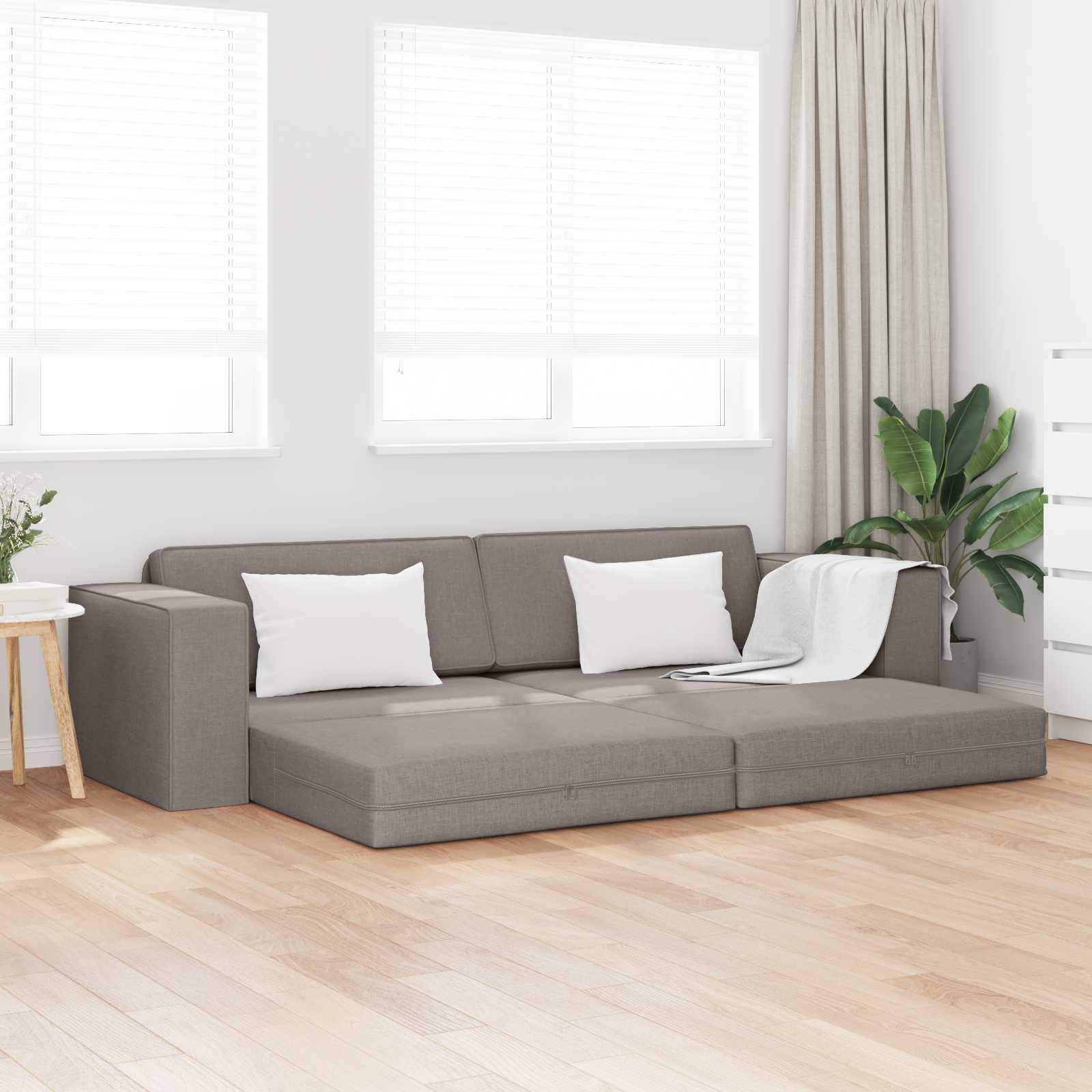 Canapé-Lit Taupe 245 x 78 x 77 cm tissu - XIOS