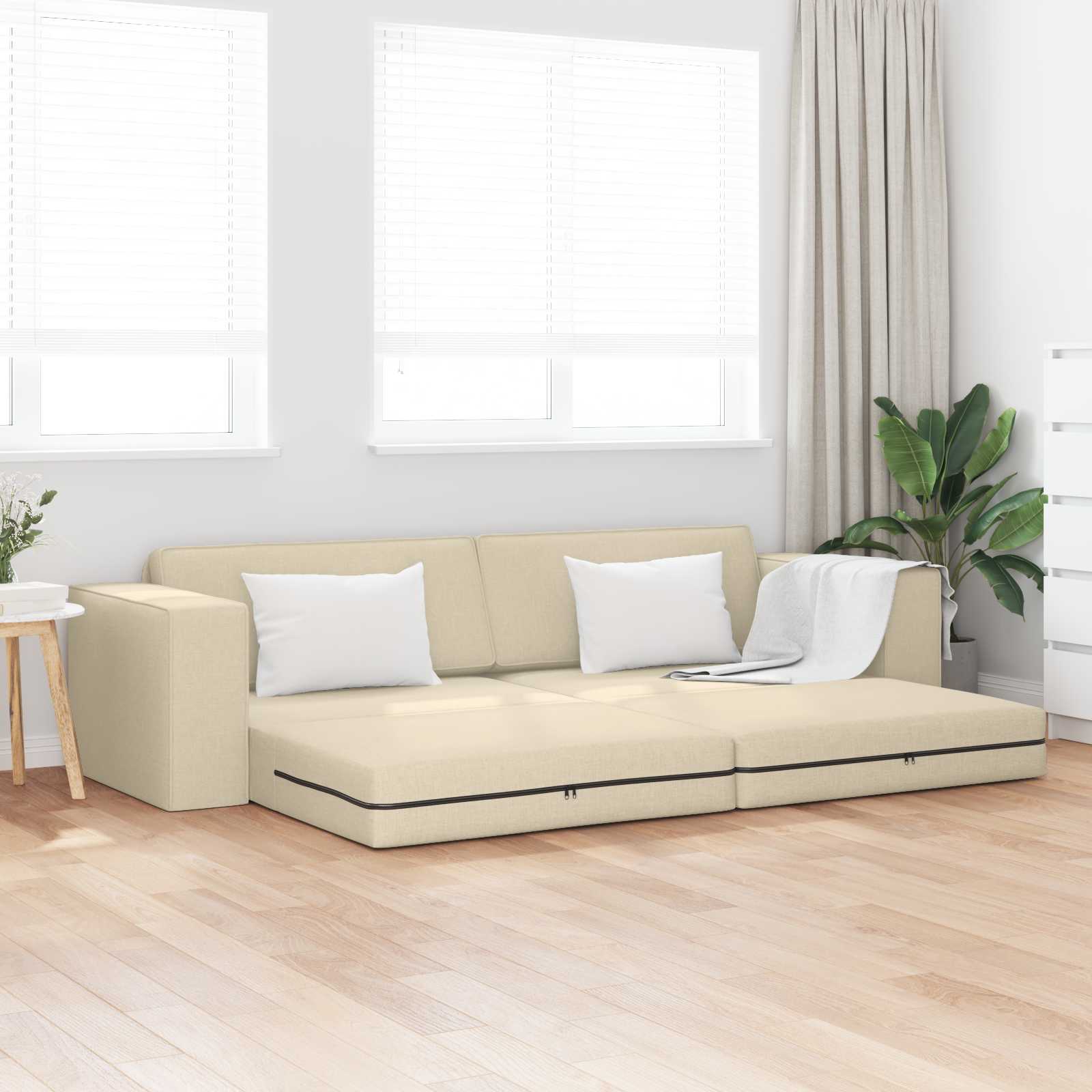 Canapé-Lit Crème 245 x 78 x 77 cm tissu - XIOS