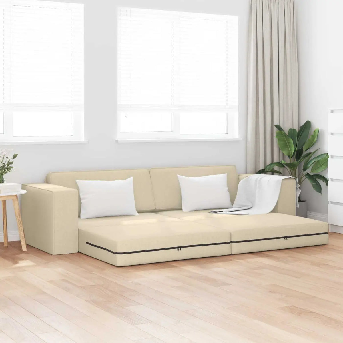 Canapé-Lit Crème 245 x 78 x 77 cm tissu - XIOS