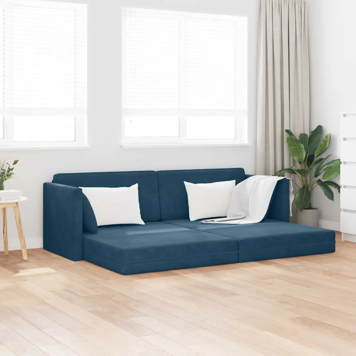 Canapé-lit au sol Bleu 213 x 70 x 77 cm Velours - XIOS