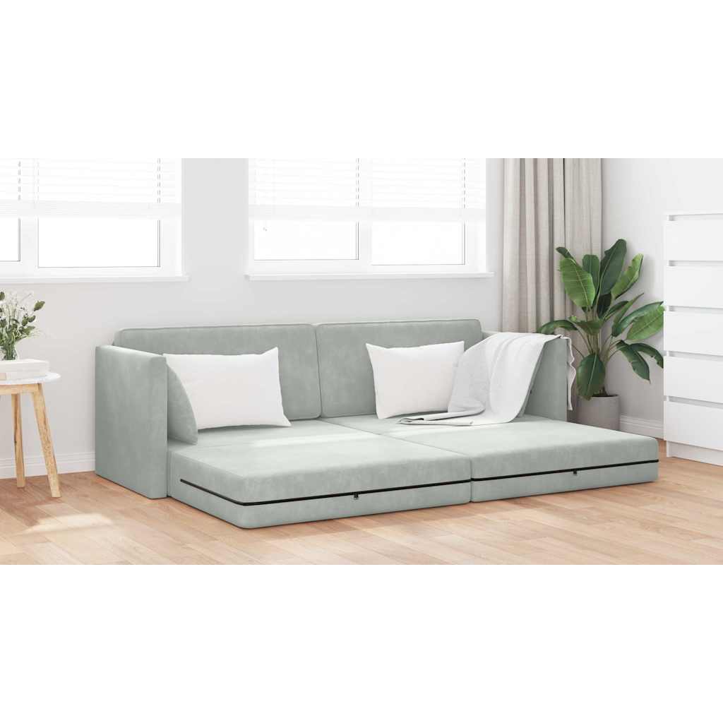 Canapé-lit Gris clair 213 x 76 x 77 cm Velours - XIOS