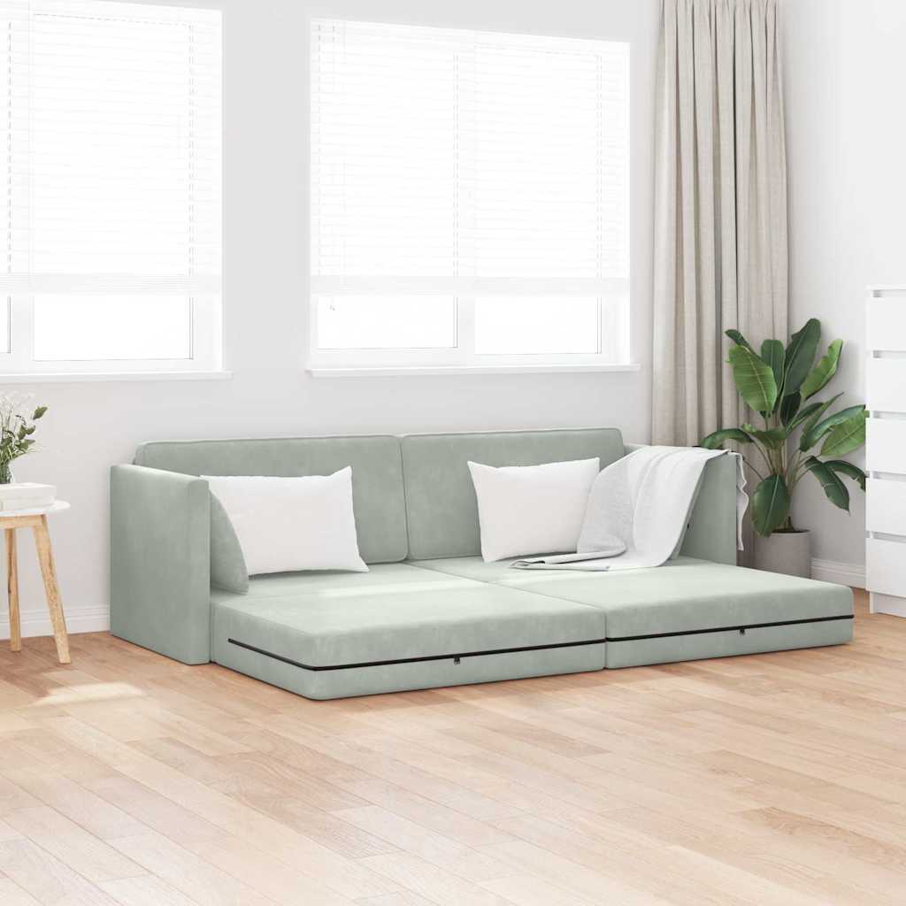 Canapé-lit Gris clair 213 x 76 x 77 cm Velours - XIOS