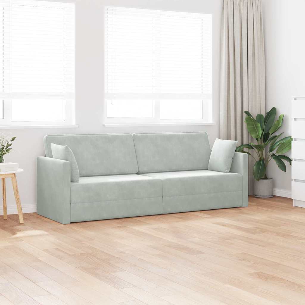 Canapé-lit Gris clair 213 x 76 x 77 cm Velours - XIOS
