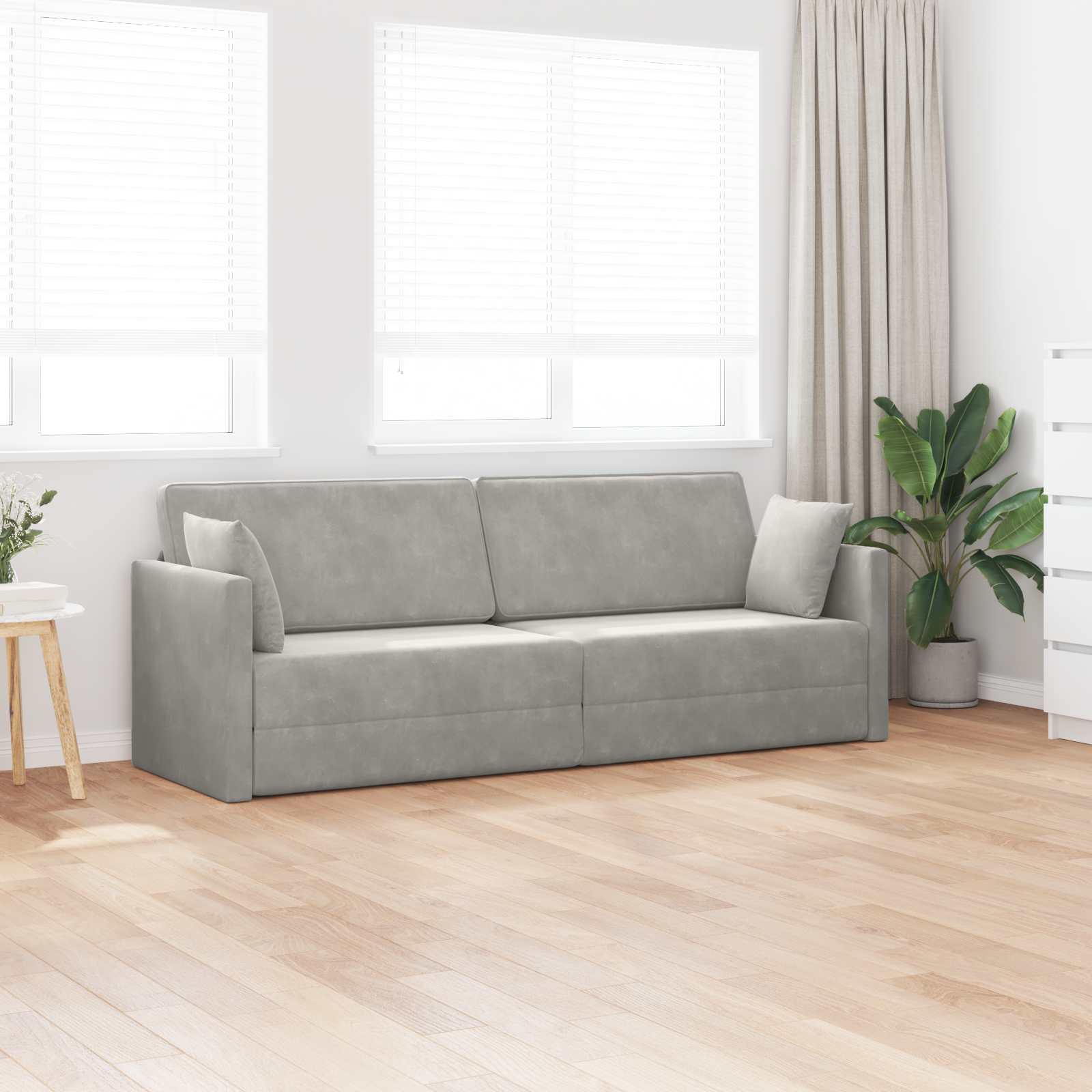 Canapé-lit au sol Gris clair 213 x 70 x 77 cm Velours - XIOS