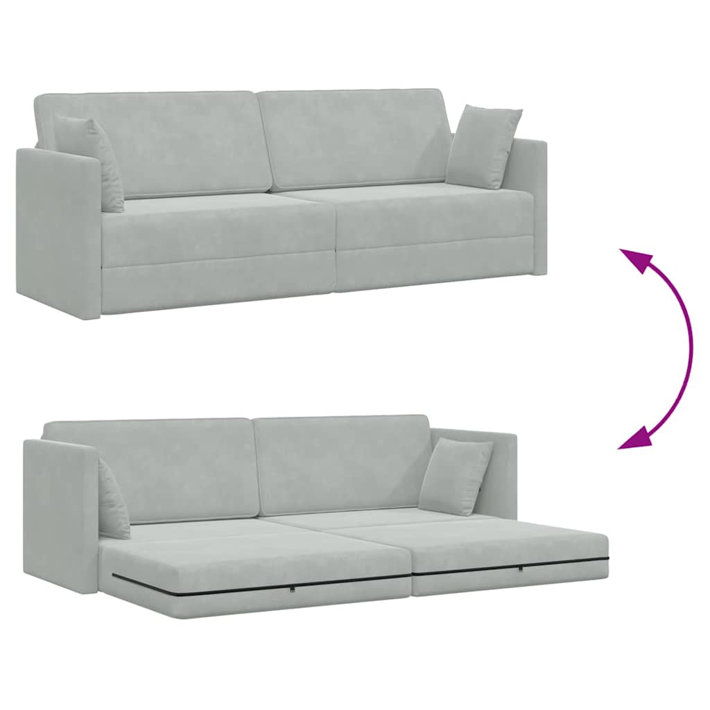 Canapé-lit Gris clair 213 x 76 x 77 cm Velours - XIOS