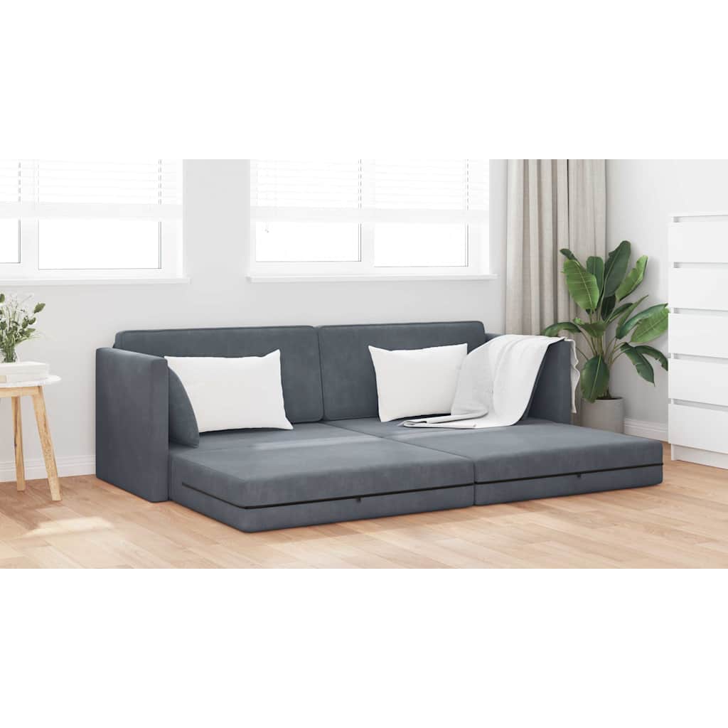 Canapé-lit Gris foncé 213 x 76 x 77 cm Velours - XIOS