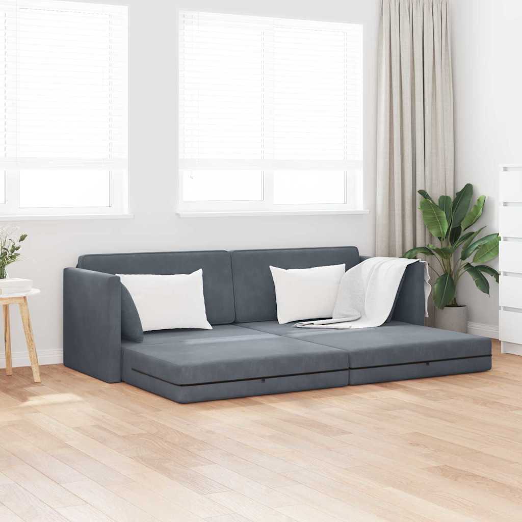 Canapé-lit Gris foncé 213 x 76 x 77 cm Velours - XIOS