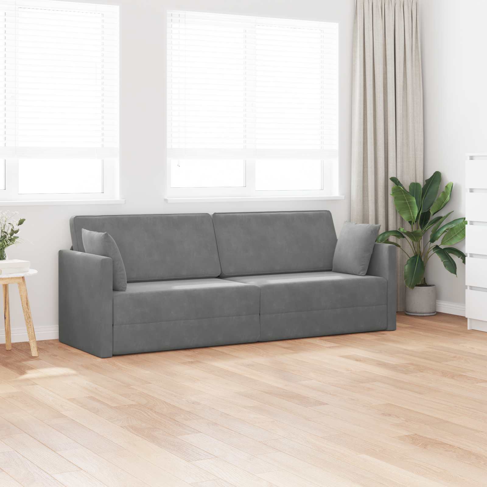 Canapé-lit au sol Gris foncé 213 x 70 x 77 cm Velours - XIOS