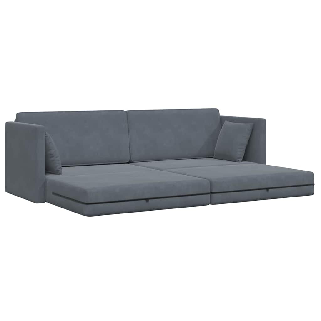 Canapé-lit Gris foncé 213 x 76 x 77 cm Velours - XIOS