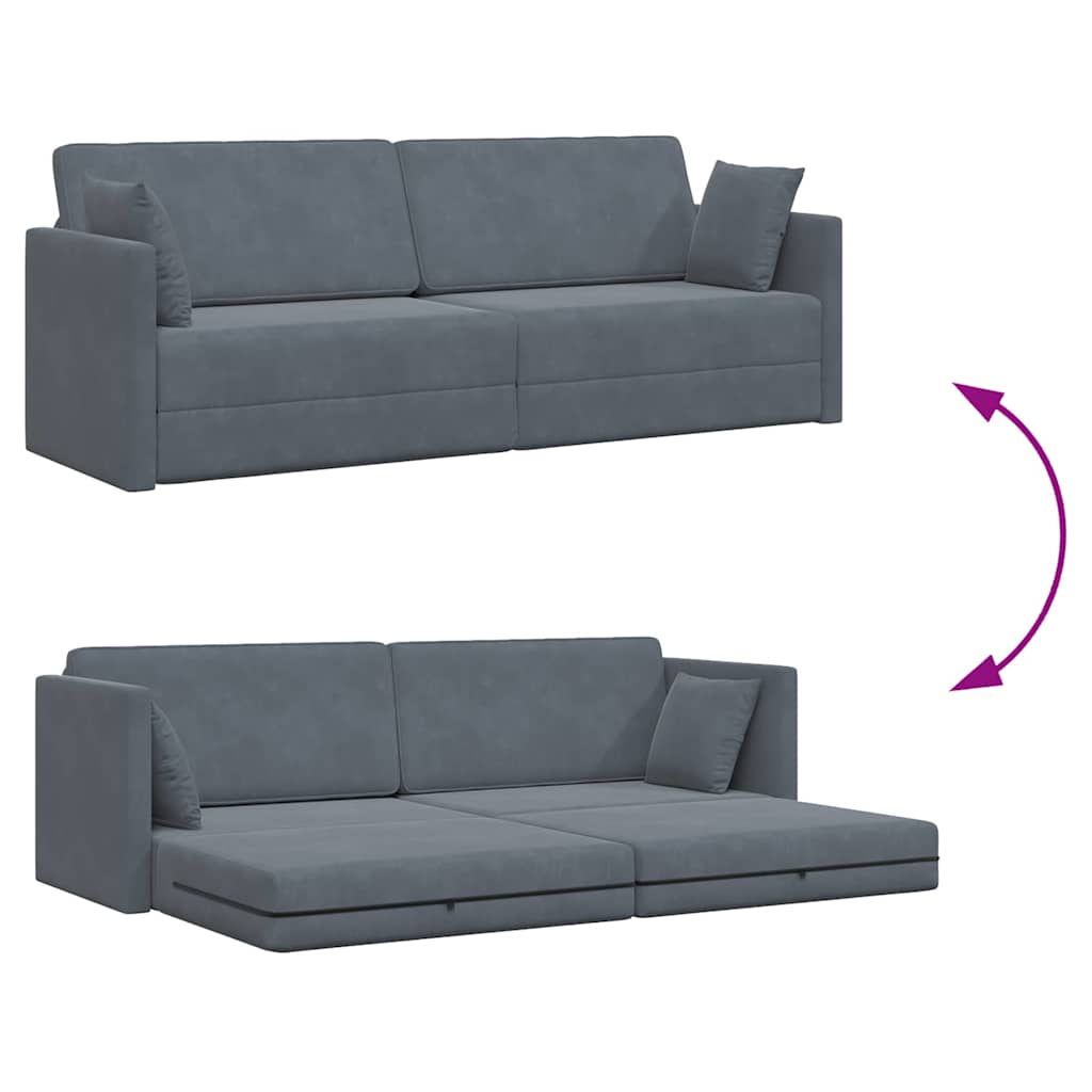 Canapé-lit Gris foncé 213 x 76 x 77 cm Velours - XIOS