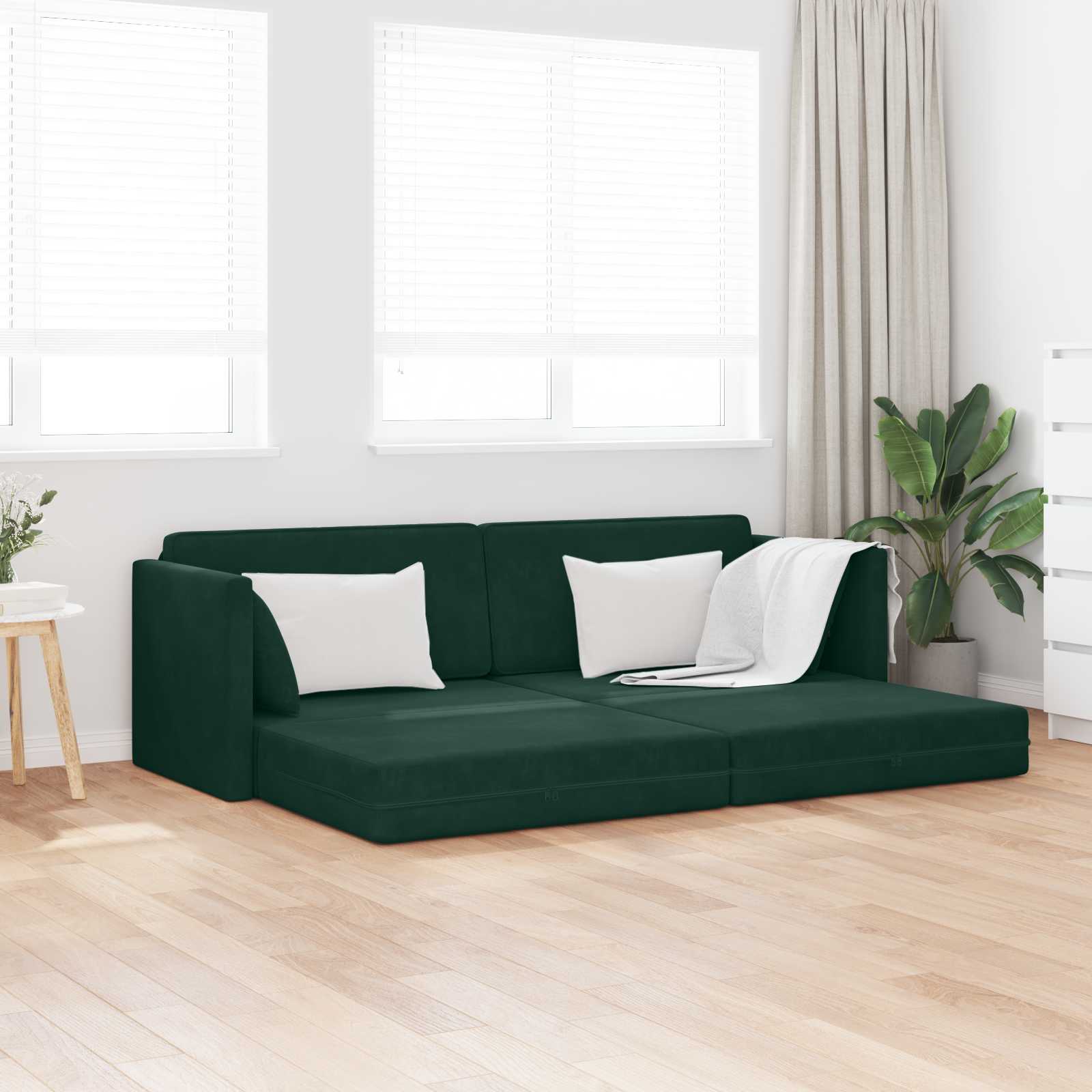 Canapé-lit au sol Vert foncé 213 x 70 x 77 cm Velours