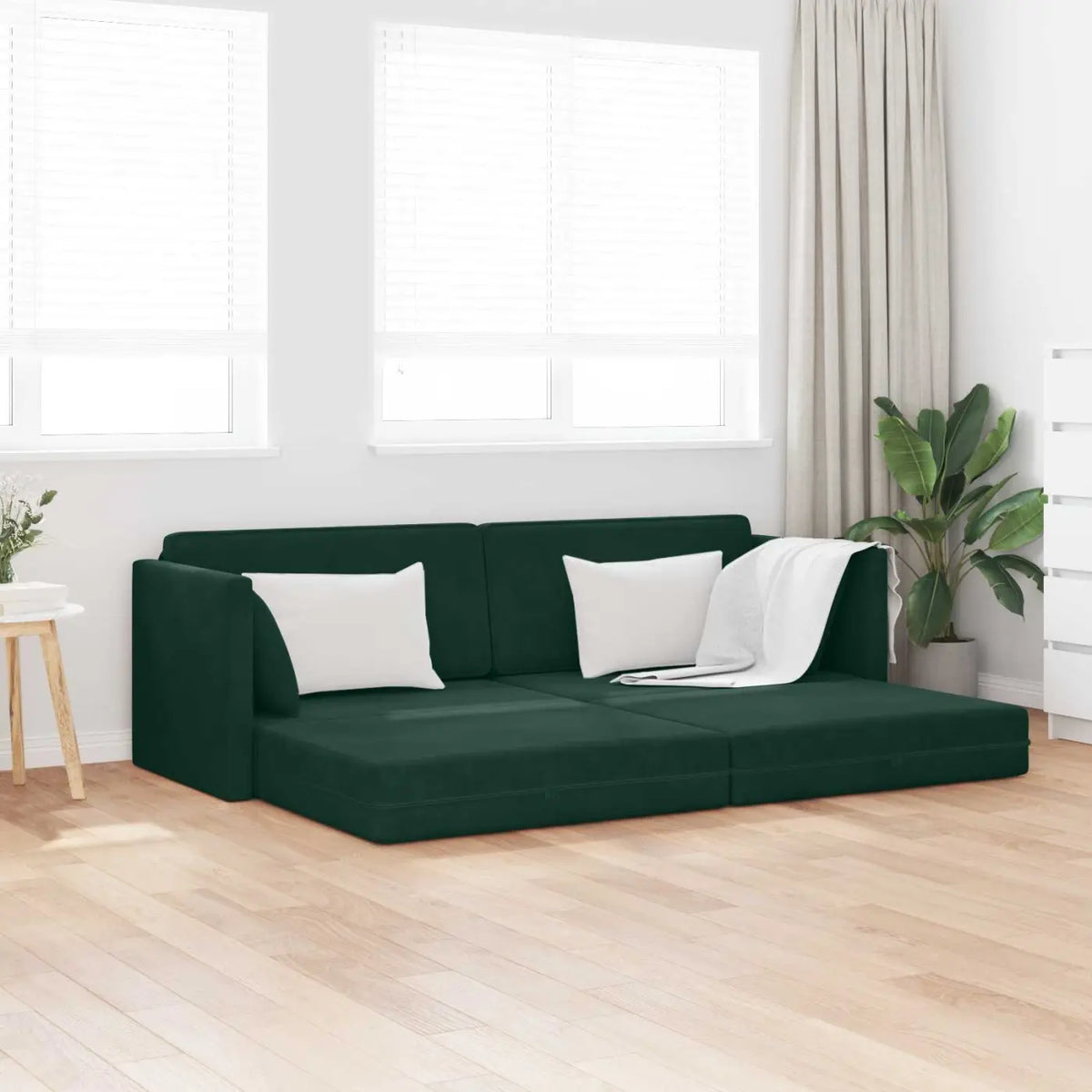 Canapé-lit au sol Vert foncé 213 x 70 x 77 cm Velours - XIOS