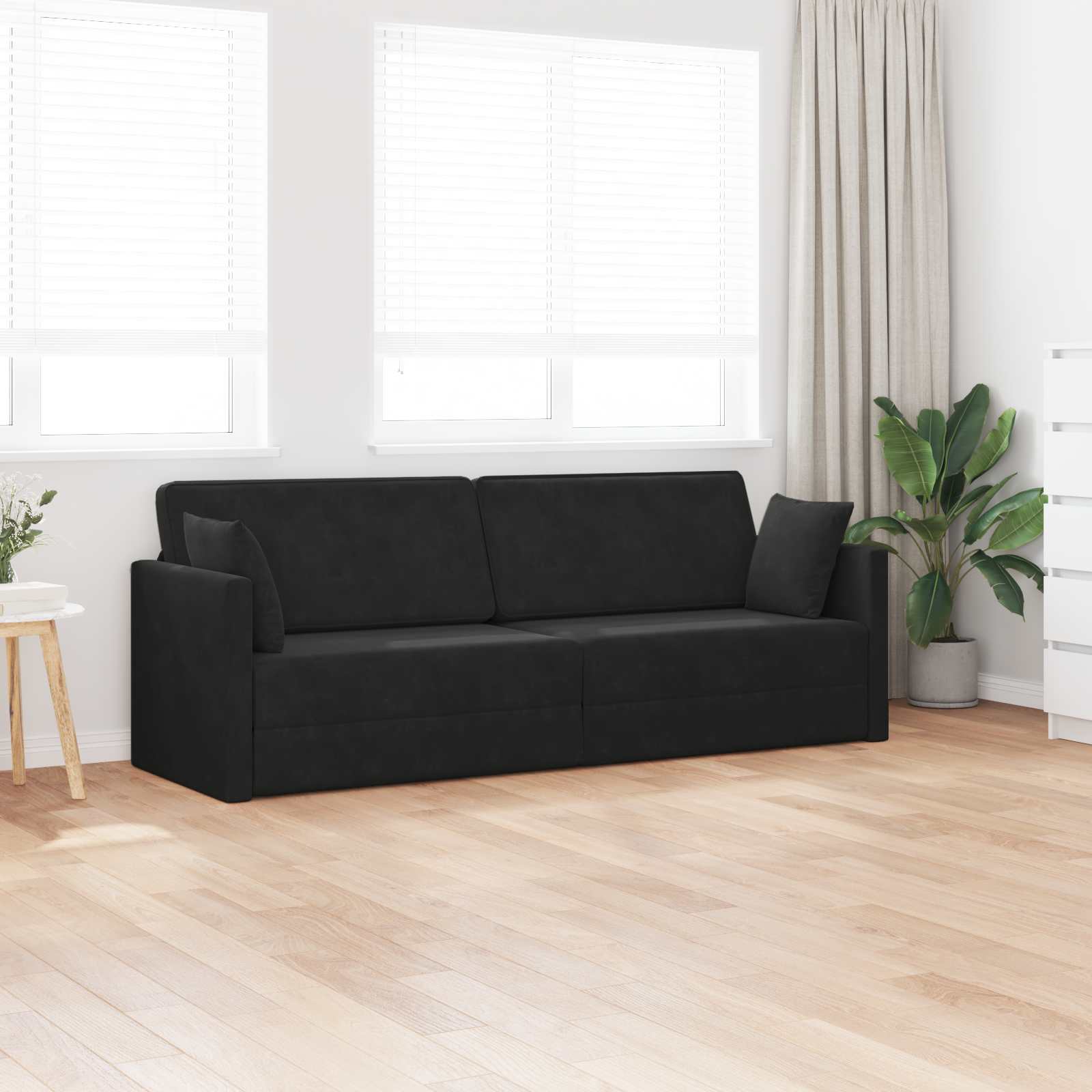 Canapé-lit au sol Noir 213 x 70 x 77 cm Velours - XIOS