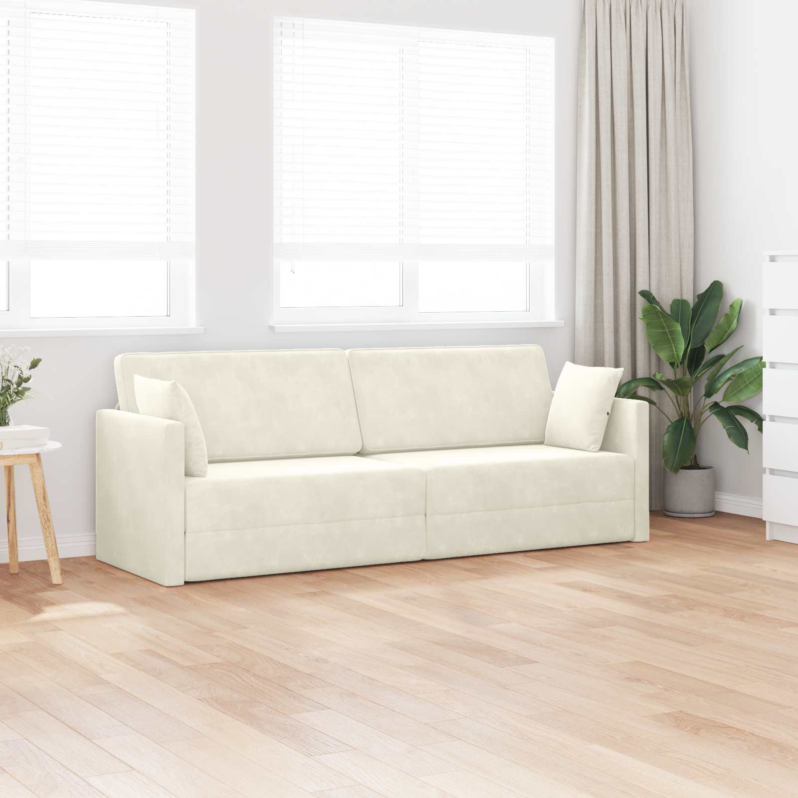 Canapé-lit au sol Crème 213 x 70 x 77 cm Velours - XIOS