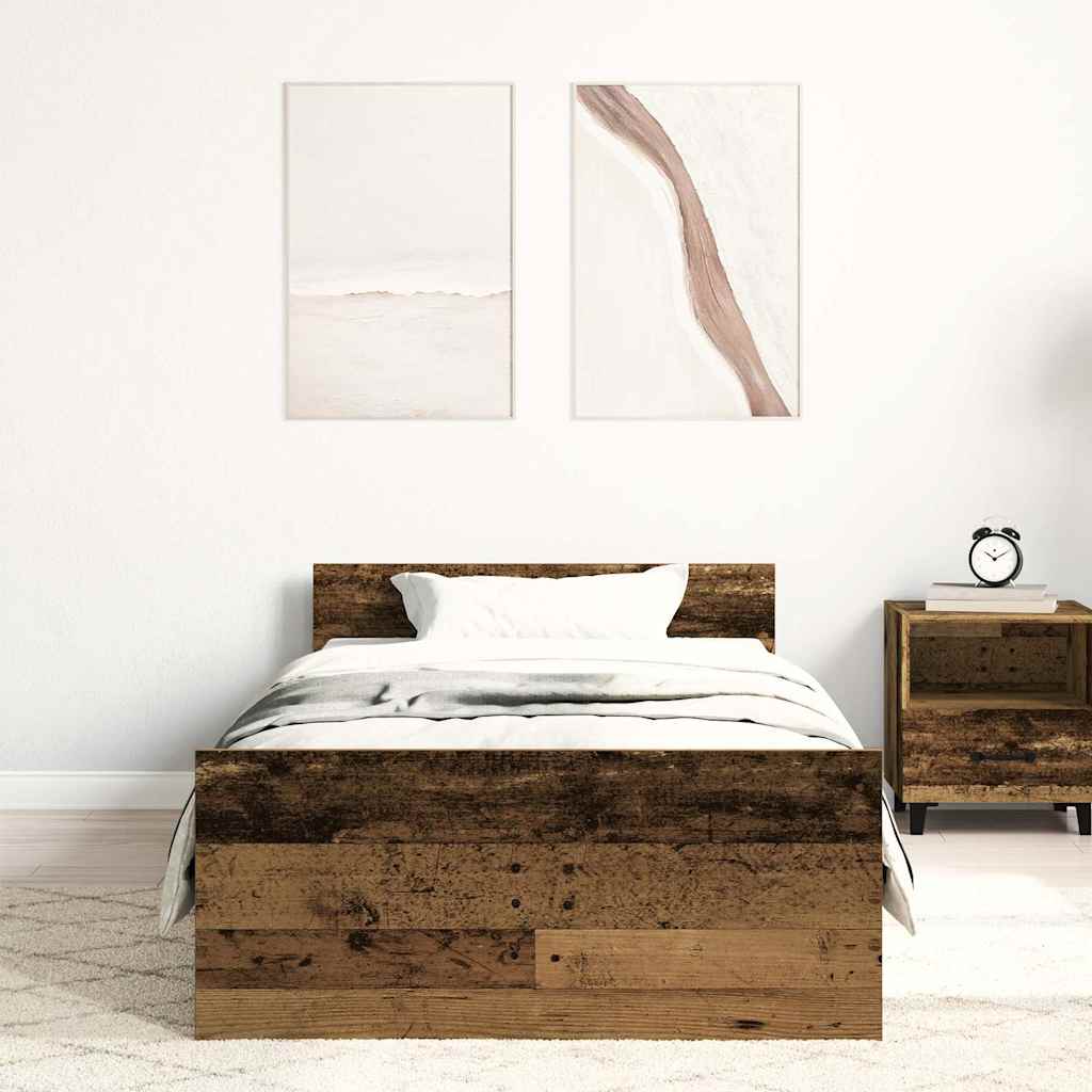 Cadre de lit sans matelas vieux bois 90x200 cm bois ingénierie - XIOS