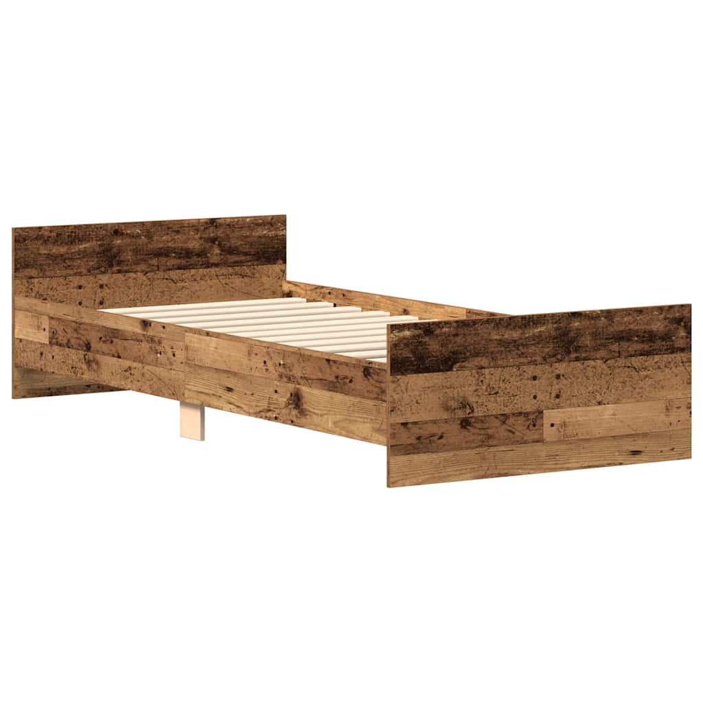 Cadre de lit sans matelas vieux bois 90x200 cm bois ingénierie - XIOS