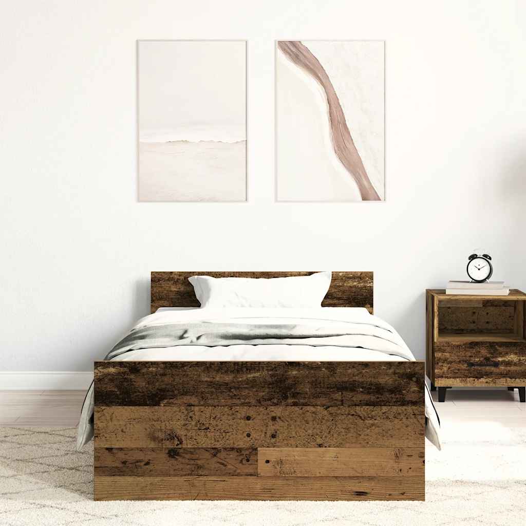 Cadre de lit sans matelas vieux bois 100x200 cm bois ingénierie - XIOS