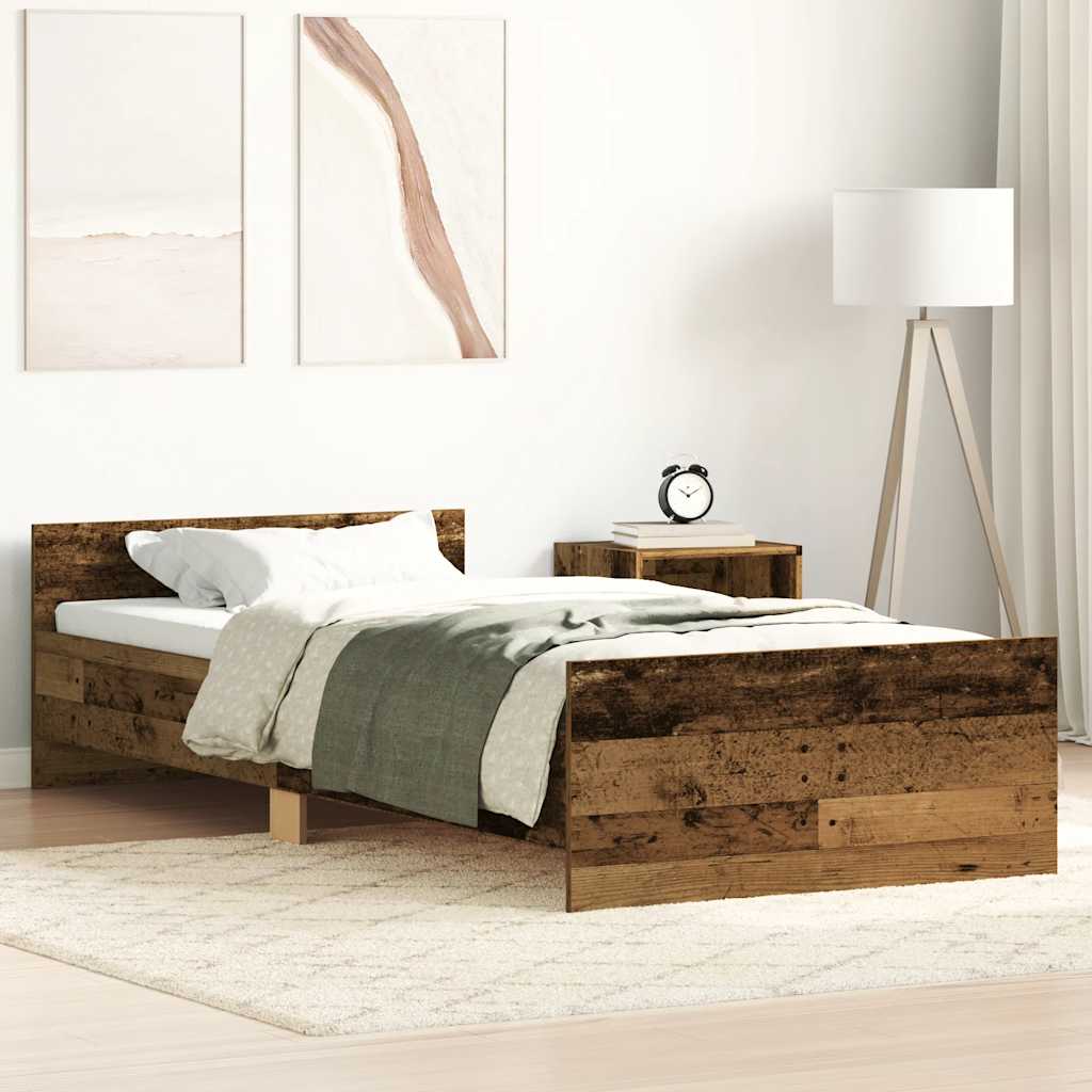 Cadre de lit sans matelas vieux bois 100x200 cm bois ingénierie - XIOS