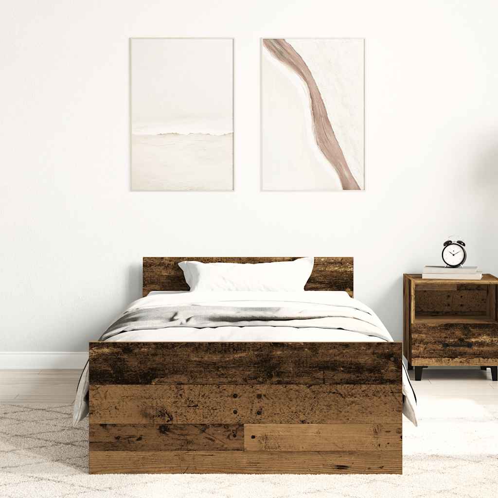 Cadre de lit sans matelas vieux bois 90x190 cm bois ingénierie - XIOS