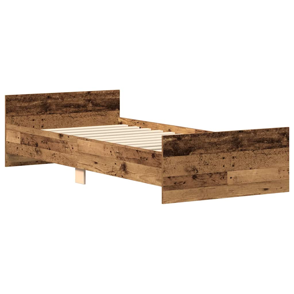 Cadre de lit sans matelas vieux bois 90x190 cm bois ingénierie - XIOS