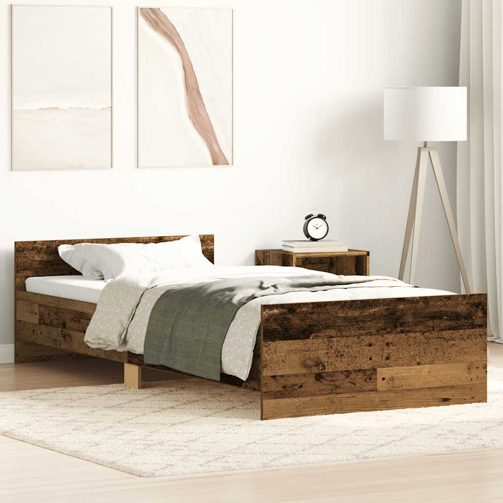 Cadre de lit sans matelas vieux bois 90x190 cm bois ingénierie - XIOS