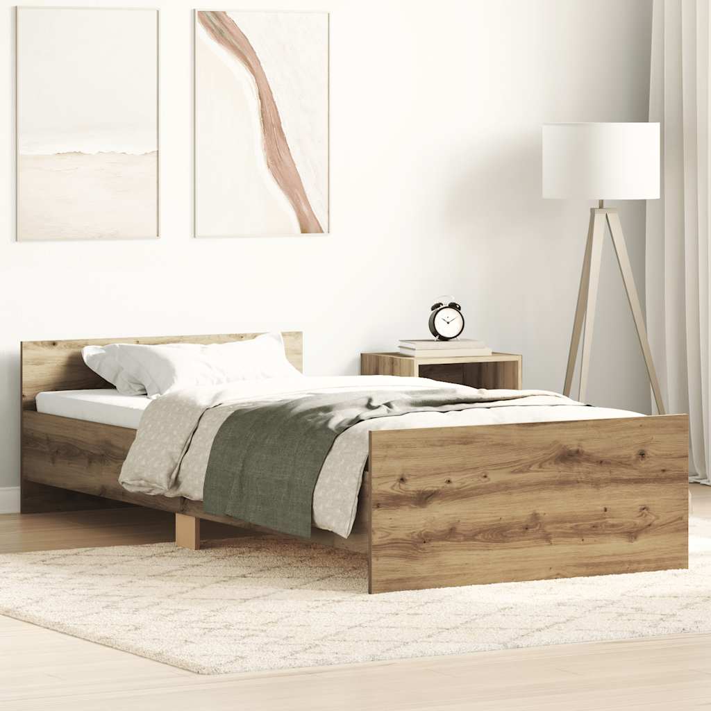 Cadre de lit sans matelas chêne artisanal 90x190 cm - XIOS